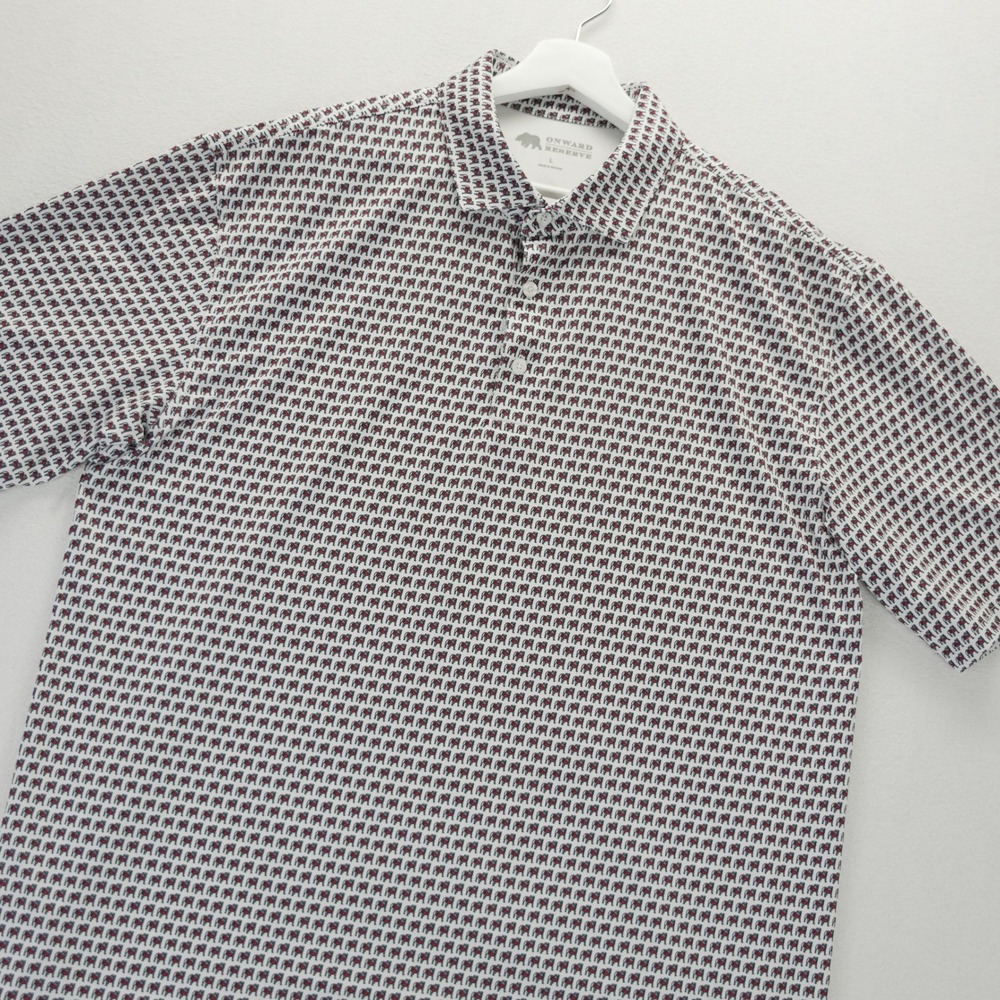 Onward Reserve Mens Bulldog Print Performance Polo Shirt Large White Golf